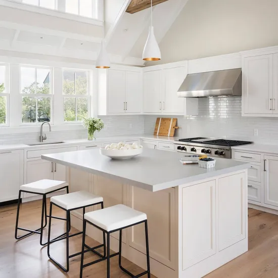 French Style Glazed White Custom Kitchen Cabinetry and Kitchen Cabinet